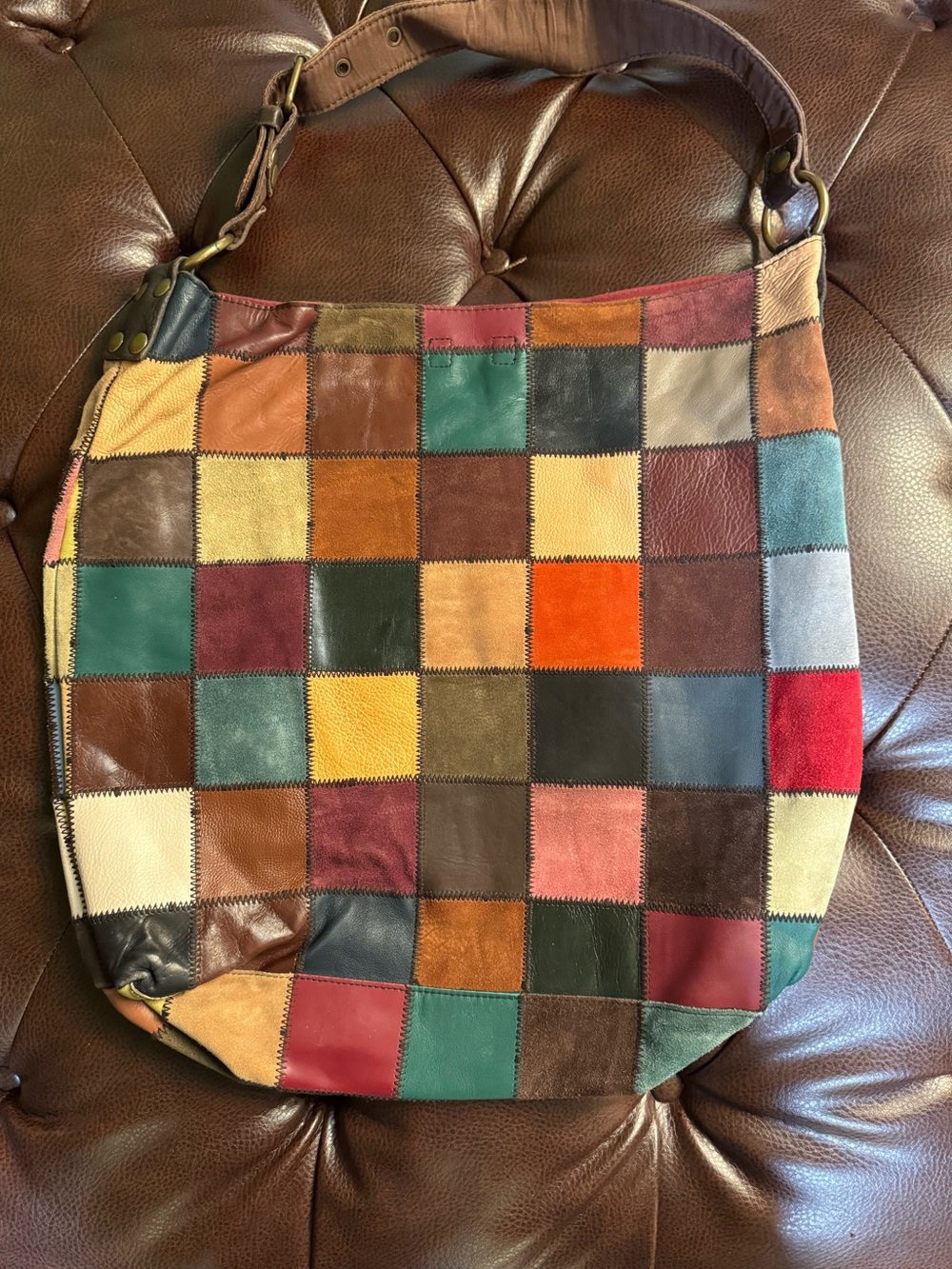 Patchwork Multicolor Leather Hobo Bag